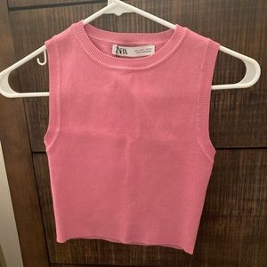 Pink Zara crop top sweater